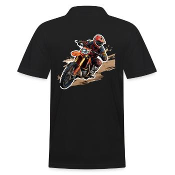 Motocross - Männer Poloshirt - Schwarz - Hinten - Kai (181cm)