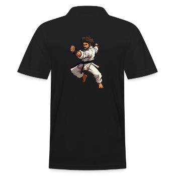Karate - Männer Poloshirt - Schwarz - Hinten - Kai (181cm)