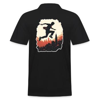 Parkour Freerunning - Männer Poloshirt - Schwarz - Hinten - Kai (181cm)