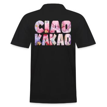 Ciao Kakao Blumenmuster - Männer Poloshirt - Schwarz - Hinten - Kai (181cm)