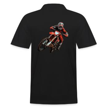 Geländemotorrad - Männer Poloshirt - Schwarz - Hinten - Kai (181cm)