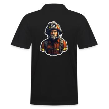 Feuerwehrmann Alter Mann - Männer Poloshirt - Schwarz - Hinten - Kai (181cm)