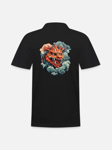 Chinese dragon - Men's Polo Shirt - black