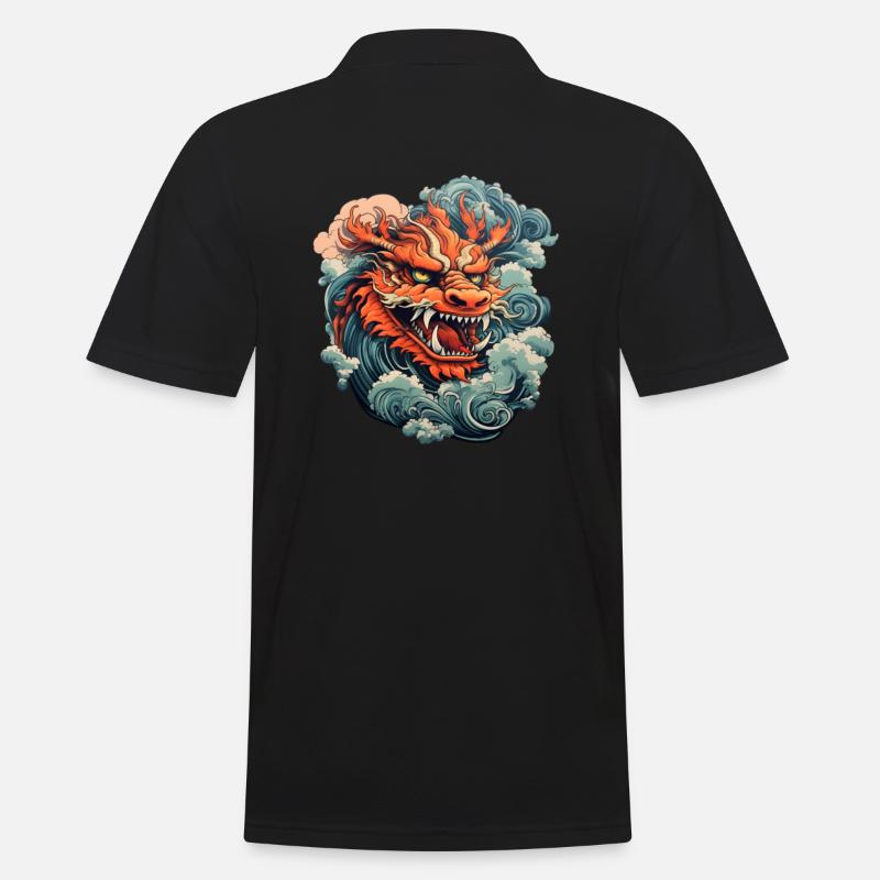 Chinesischer Drache - Männer Poloshirt - Schwarz