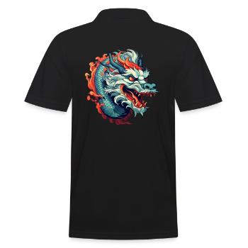 Chinesischer Drache - Männer Poloshirt - Schwarz - Hinten - Kai (181cm)