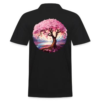 Cerisier en fleurs - Polo Homme - noir - Dos - Kai (181cm)