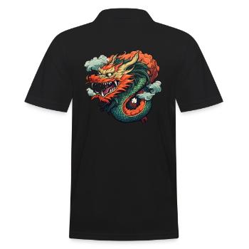 Chinesischer Drache - Männer Poloshirt - Schwarz - Hinten - Kai (181cm)
