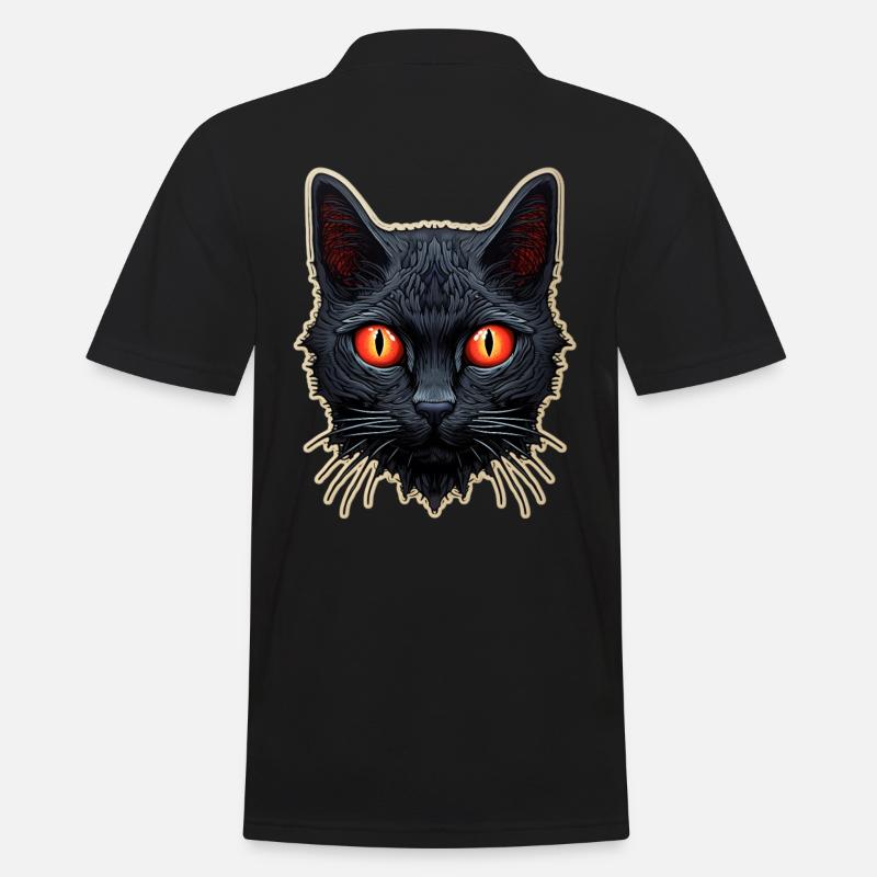 Schwarze Katze Halloween - Männer Poloshirt - Schwarz