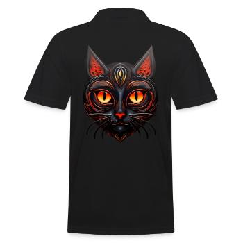 Black Cat Witch Horror - Men's Polo Shirt - black - Back - Kai (181cm)