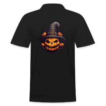 Pumpkin Witch Halloween - Men's Polo Shirt - black - Back - Kai (181cm)