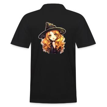 Halloween Hexe Mädchen kawaii - Männer Poloshirt - Schwarz - Hinten - Kai (181cm)