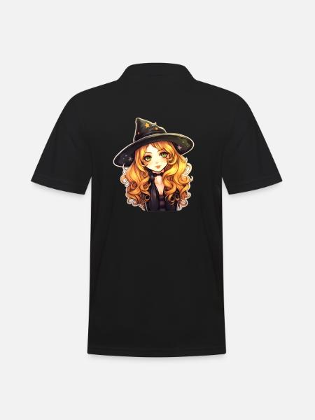 Halloween Witch Girl kawaii - Men's Polo Shirt - black