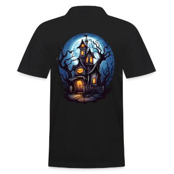 Halloween haunted house - Men's Polo Shirt - black - Back - Kai (181cm)