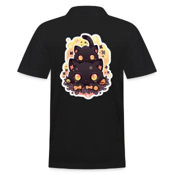 Katze Anime Schwarze Katze - Männer Poloshirt - Schwarz - Hinten - Kai (181cm)