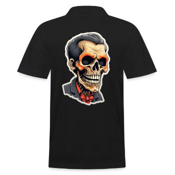 Skeleton Halloween Man Head - Men's Polo Shirt - black - Back - Kai (181cm)
