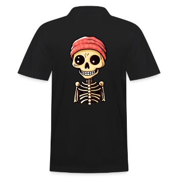 Funny Skeleton Halloween - Men's Polo Shirt - black - Back - Kai (181cm)