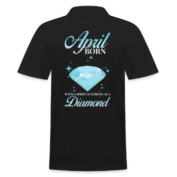 Geburtsstein April Diamant - Männer Poloshirt - Schwarz - Hinten - Kai (181cm)