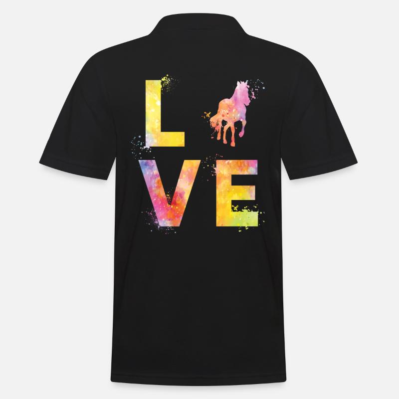 Pferde liebe - Männer Poloshirt - Schwarz