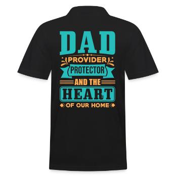 Dad Provider Protector Und Das Herz Unseres Hauses - Männer Poloshirt - Schwarz - Hinten - Kai (181cm)