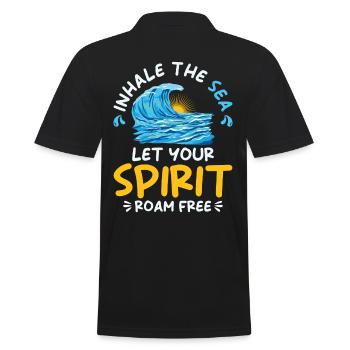 Ocean Sea Beach Holiday Souvenir Sea Breeze - Men's Polo Shirt - black - Back - Kai (181cm)