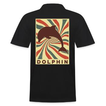 Delphin Retro Vintage - Männer Poloshirt - Schwarz - Hinten - Kai (181cm)