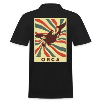 Orca Retro Vintage - Männer Poloshirt - Schwarz - Hinten - Kai (181cm)