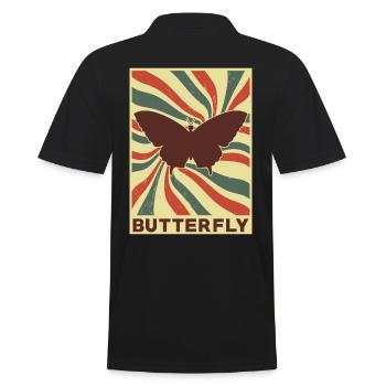 Schmetterling Retro Vintage - Männer Poloshirt - Schwarz - Hinten - Kai (181cm)