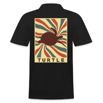 Sea Turtle Retro Vintage - Polo Homme - noir - Dos - Kai (181cm)