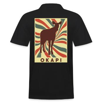 Okapi Retro Vintage - Männer Poloshirt - Schwarz - Hinten - Kai (181cm)