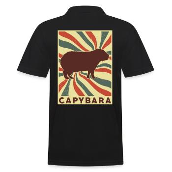 Capybara Retro Vintage - Männer Poloshirt - Schwarz - Hinten - Kai (181cm)