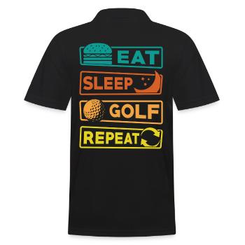 Eat Sleep Golf Repeat Golfer Golfing Gift - Men's Polo Shirt - black - Back - Kai (181cm)
