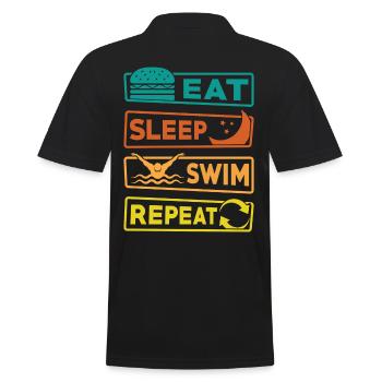 Manger Dormir Nager Répéter - Polo Homme - noir - Dos - Kai (181cm)