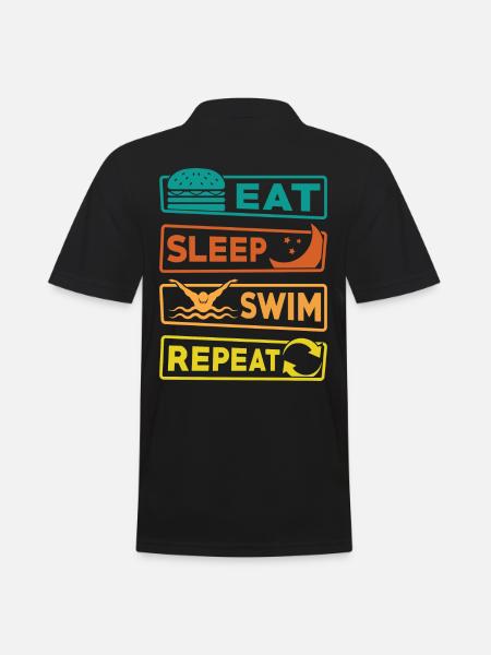 Manger Dormir Nager Répéter - Polo Homme - noir