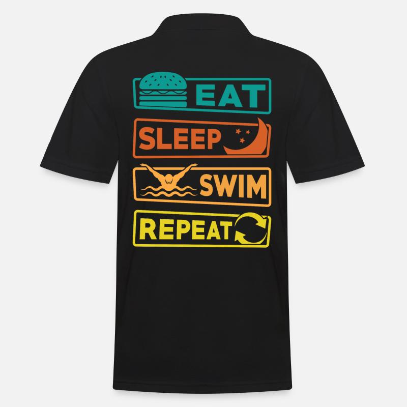 Manger Dormir Nager Répéter - Polo Homme - noir