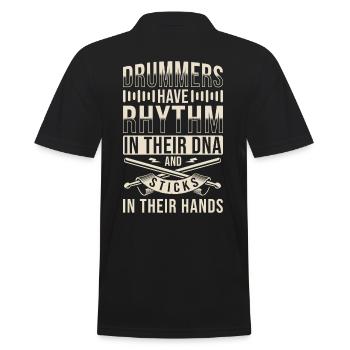 Drummer Saying Drums DNA - Men's Polo Shirt - black - Back - Kai (181cm)