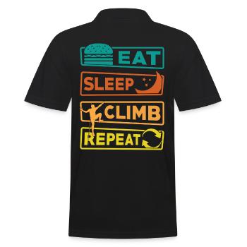 Eat Sleep Climb Repeat - Männer Poloshirt - Schwarz - Hinten - Kai (181cm)