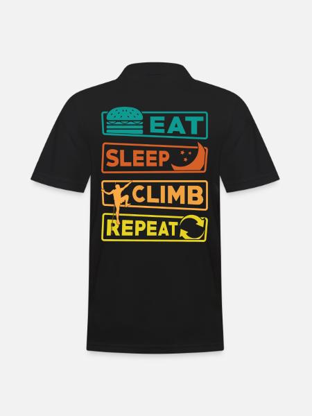 Eat Sleep Climb Repeat - Männer Poloshirt - Schwarz