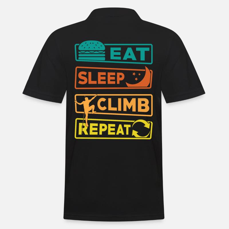 Eat Sleep Climb Repeat - Männer Poloshirt - Schwarz