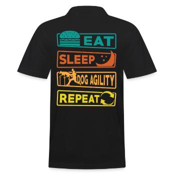 Eat Sleep Dog Agility Repeat - Men's Polo Shirt - black - Back - Kai (181cm)