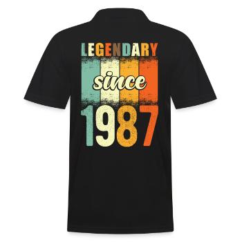 Legendary since 1987 Retro Vintage Birthday - Men's Polo Shirt - black - Back - Kai (181cm)
