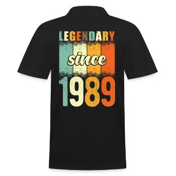 Legendary since 1989 Retro Vintage Birthday - Men's Polo Shirt - black - Back - Kai (181cm)