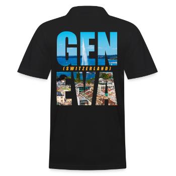 Genf Schweiz Souvenir - Männer Poloshirt - Schwarz - Hinten - Kai (181cm)