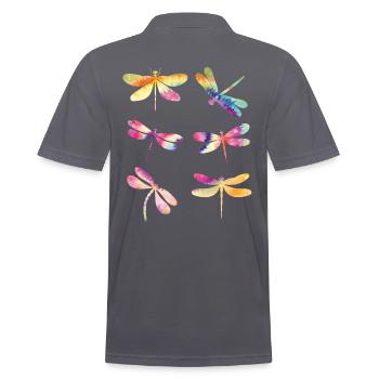 Libelle TIE DYE Vintage Libellen - Männer Poloshirt - Anthrazit - Hinten - Nico (186cm)