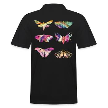 Moth TIE DYE Vintage Moths - Men's Polo Shirt - black - Back - Kai (181cm)