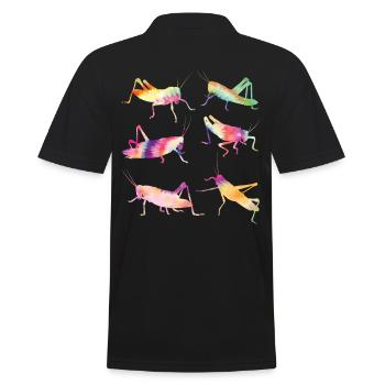 Grashüpfer TIE DYE Vintage Grashüpfern - Männer Poloshirt - Schwarz - Hinten - Kai (181cm)
