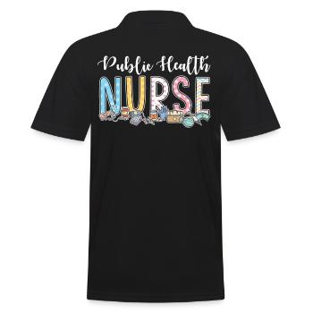 Public Health Nurse - Men's Polo Shirt - black - Back - Kai (181cm)