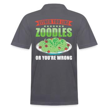 Zoodles Zucchini Pasta Saying - Men's Polo Shirt - charcoal grey - Back - Nico (186cm)