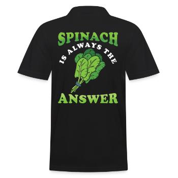 Spinat Ist Immer Die Antwort Spinat Spruch - Männer Poloshirt - Schwarz - Hinten - Kai (181cm)