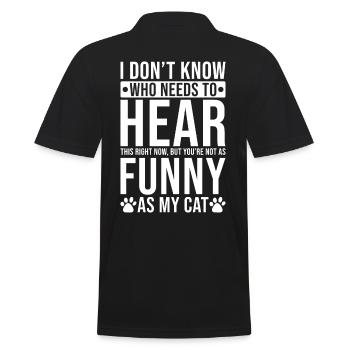 Le propriétaire de chat drôle dit drôle de chat - Polo Homme - noir - Dos - Kai (181cm)