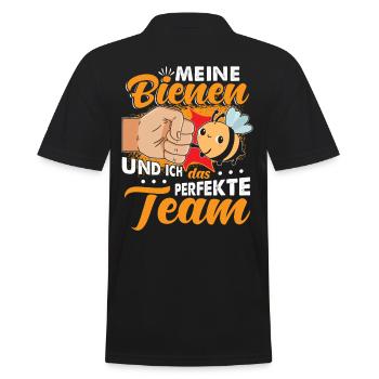 Meine Bienen Und Ich Das Perfekte Team - Männer Poloshirt - Schwarz - Hinten - Kai (181cm)